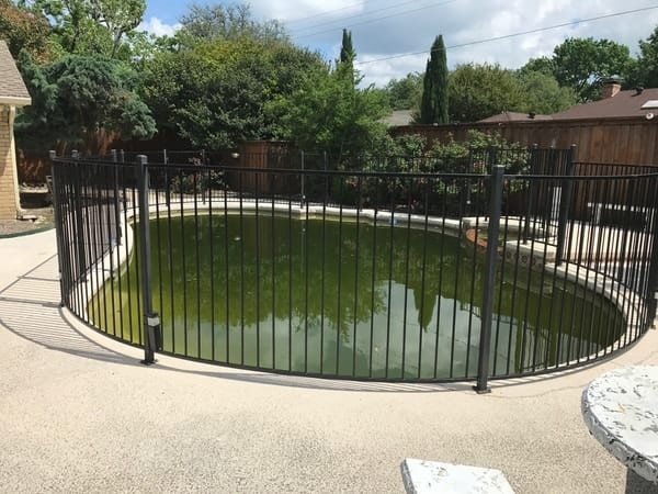 A discolored swimming pool.