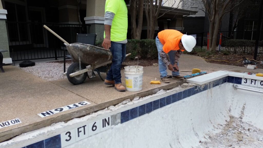 Pool remodel in backyard