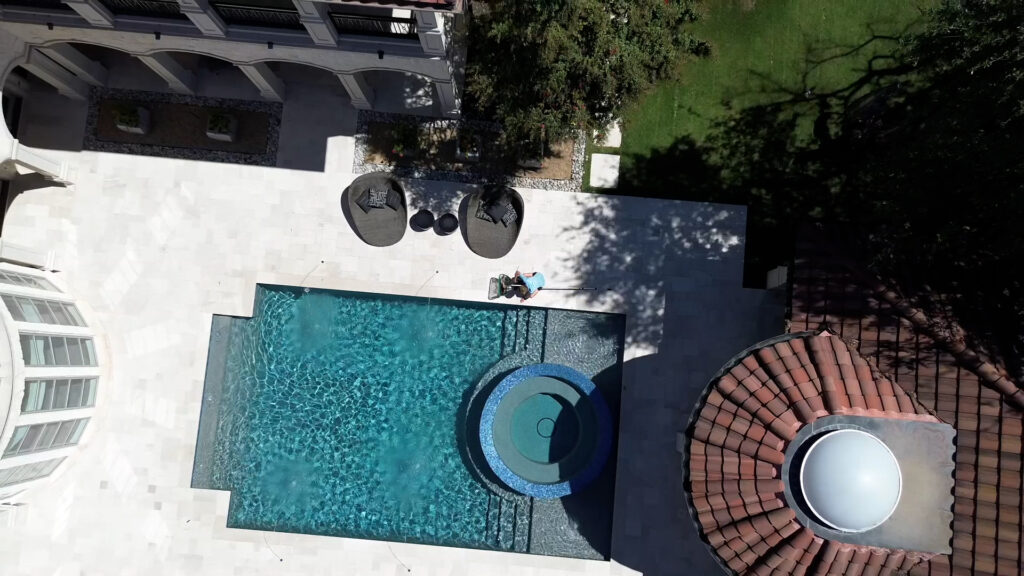 Aerial view of a Dallas pool